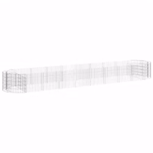 vidaXL Silver Galvanised Steel Stone Gabion Raised Bed W: 500 cm, D: 100 cm, H: 50 cm