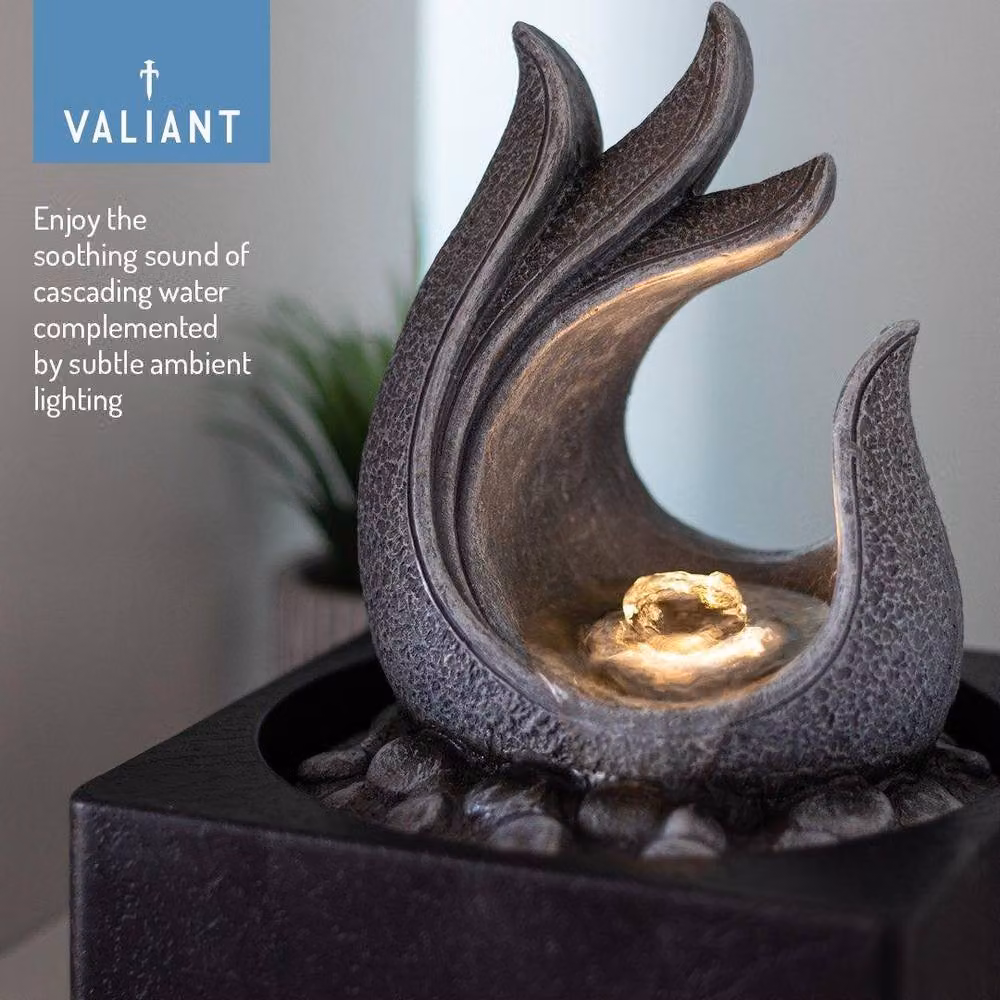 Valiant Fun Tabletop Water Fountain with LED Light, Grey, W/D/H: 24 x 18 x 18 cm – 3