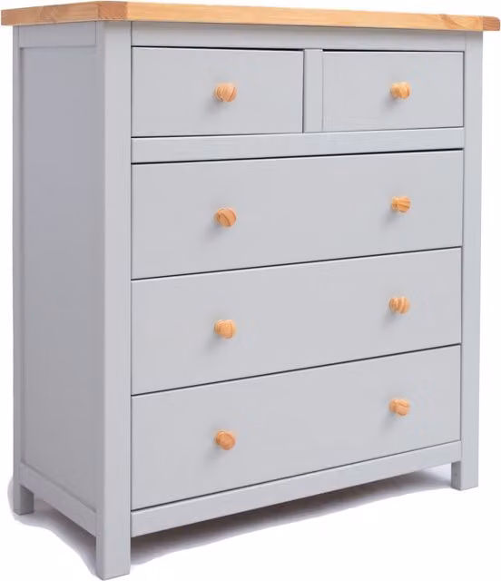 Cabinet Bits Argenta 2 over 3 Drawer Chest in Grey and Wood Pine