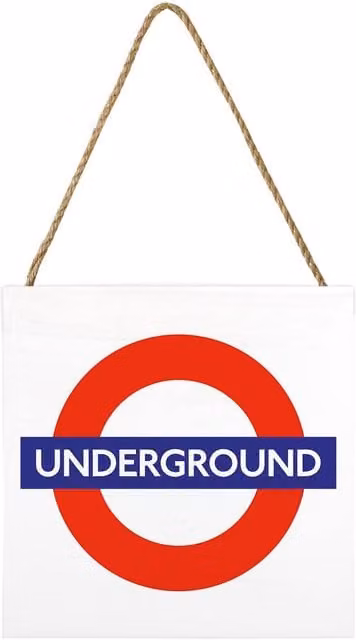 Transport for London Multicolour Wooden Typography Wall Plaque in White
