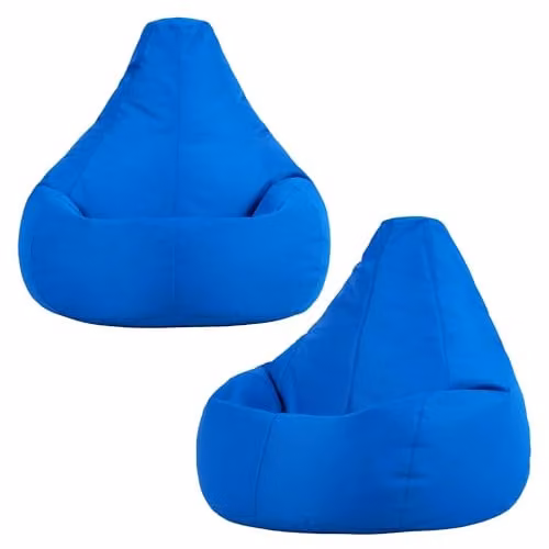 Bean Bag Bazaar 2 Pack of Blue Outdoor Bean Bags with Filling Included