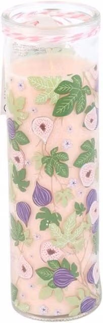 KDMK Fig Tree Print Vanilla Fig Pillar Candle in Green and Multicolour