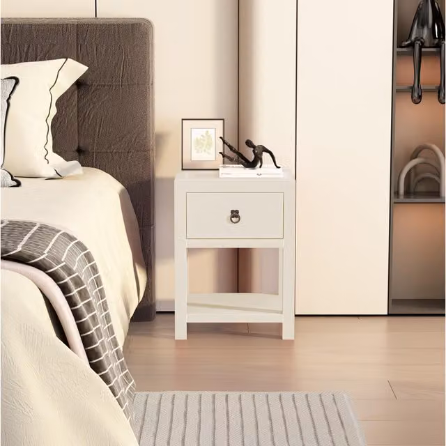 Cabinet Bits Sino 1 Drawer Bedside Table in White – 1