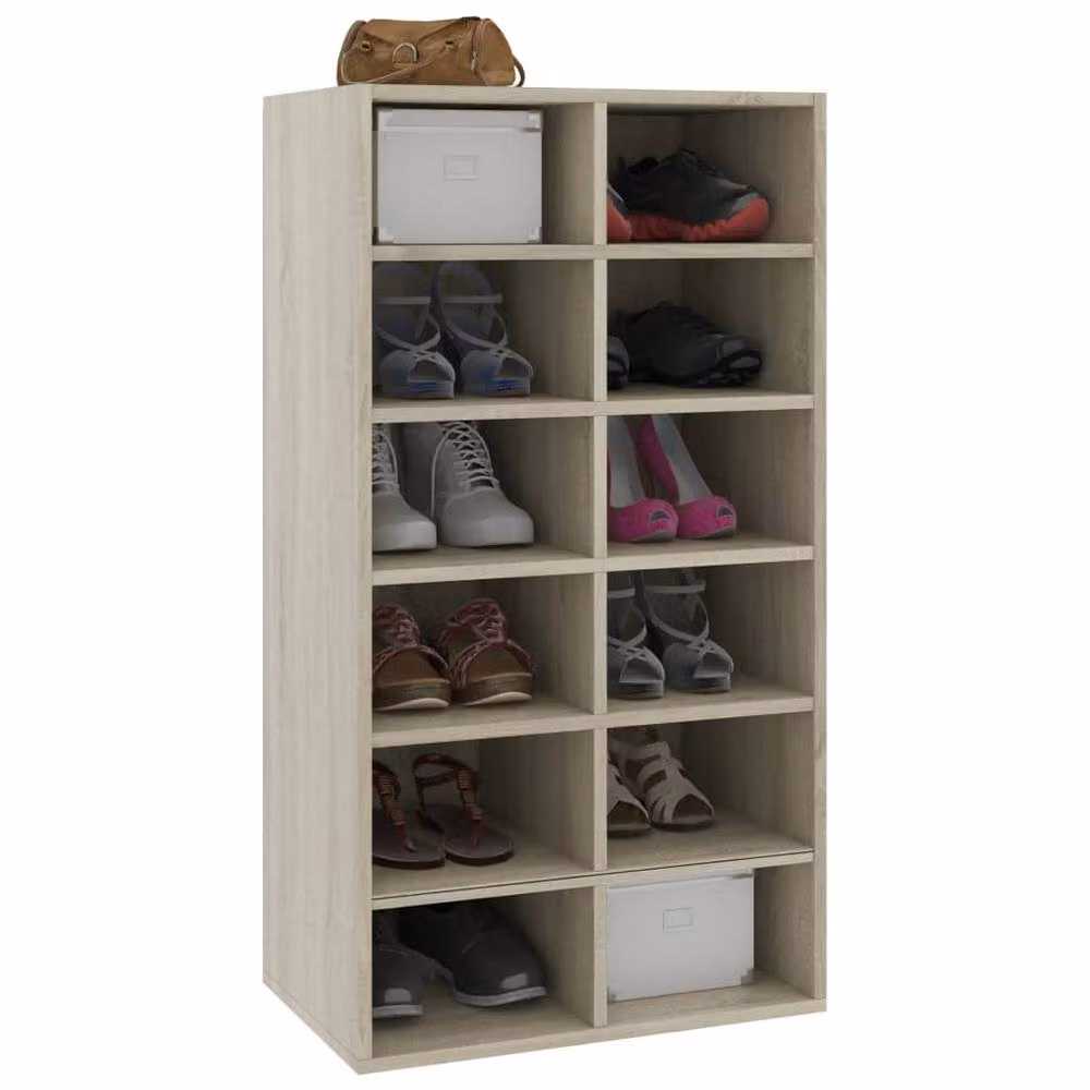 Berkfield Home Sonoma Oak Shoe Rack in Brown, W: 54 cm, D: 34 cm, H: 100.5 cm – 3
