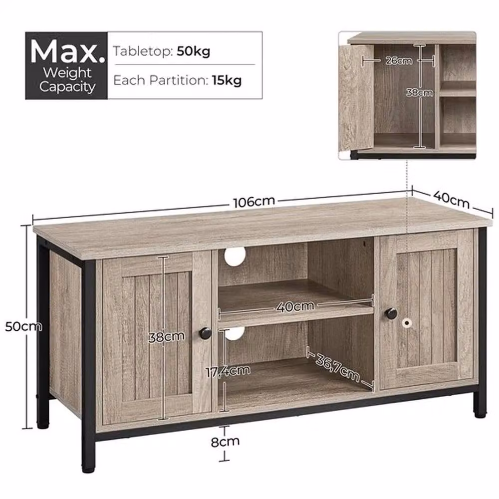 Kelvenix Industrial Grey TV Cabinet and Media Stand W/D/H: 50 x 40 x 40 cm – 2