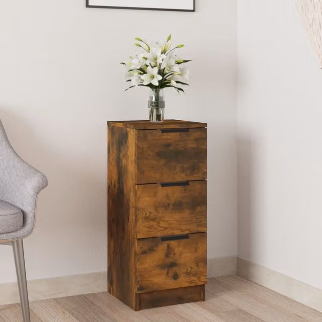 Berkfield Home Smoked Oak Sideboard in Brown, W/D/H: 30 x 30 x 70 cm – 1