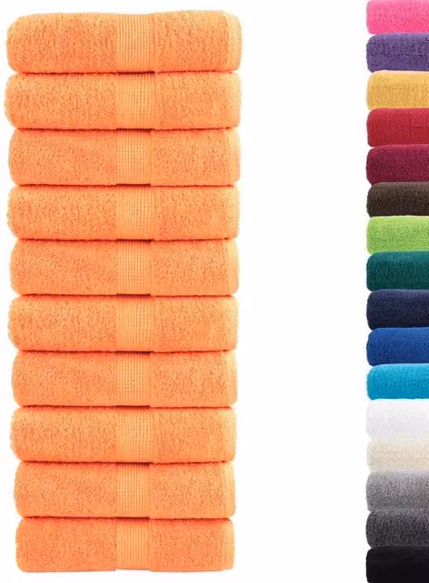 Berkfield Home SOLUND Premium Cotton Terry Guest Towels, Orange, 10 Pack, W: 30 cm, H: 50 cm, 600 gsm