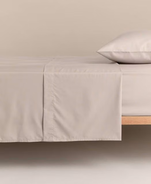 M&S Stay Cool Lyocell Rich Flat Sheet in Beige, 90 x 190 cm