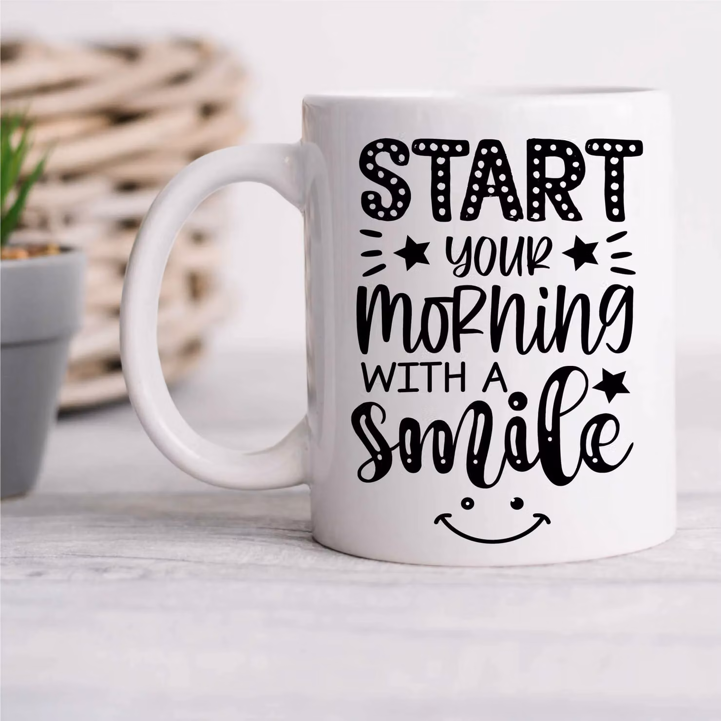 60 Second Makeover Limited Start Your Morning With A Smile Ceramic Mug in White – 2