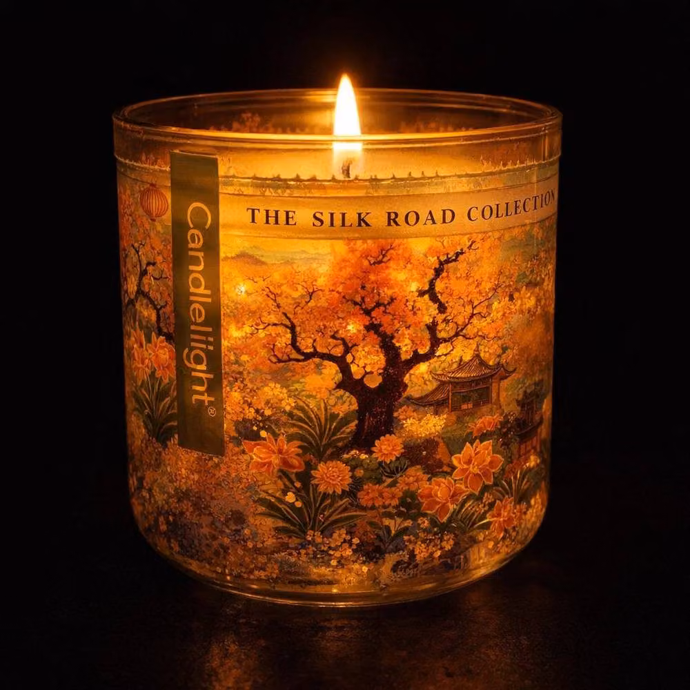 Candlelight Silk Road Collection Chengdu Light Up Glitter Scented Candle in Multicolour Glass Jar – 3