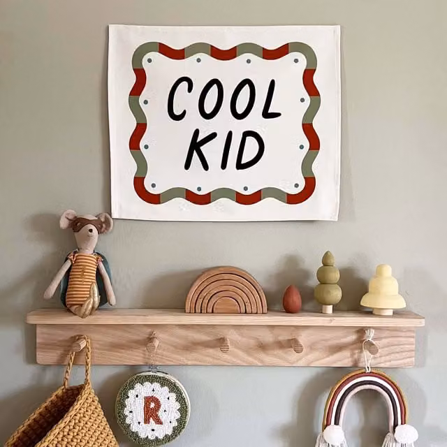 Kid of the Village Cool Kid Canvas Hanging Pennant Banner in Black – 1