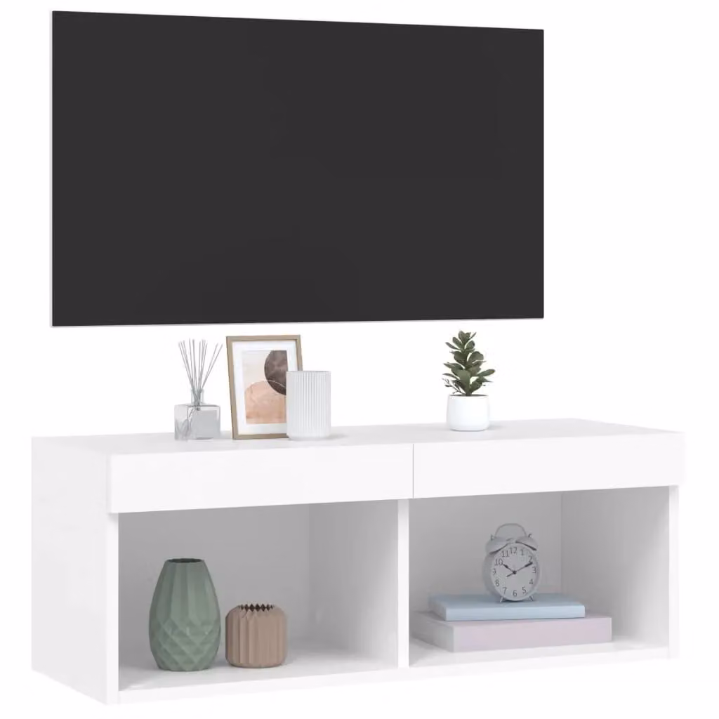 Berkfield Home Modern White TV Cabinet with Integrated LED Lights, W/D/H: 80 x 30 x 30 cm – 5