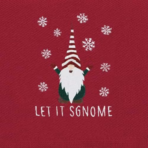 Velosso 3 Pack Let It Sgnome Christmas Tea Towel Set, Absorbent Cotton, Red, Green and Grey – 4