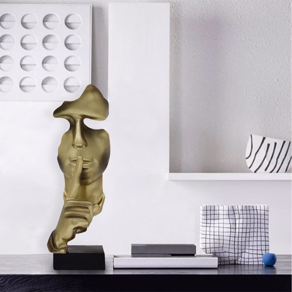 Huhote Abstract Thinker Statue, Gold Minimalist Resin Sculpture for Home and Office Decor – 8