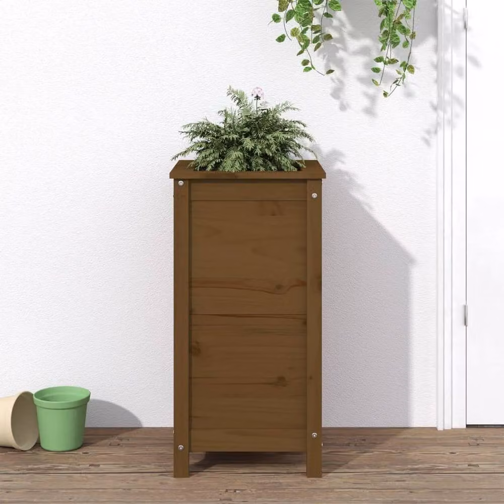 Berkfield Home Garden Planter in Brown Solid Wood, W/D/H: 40 x 40 x 78 cm – 2