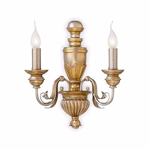 Ideal Lux Dora AP2 Classic Wall Lamp in Gold and Brass with Transparent Glass
