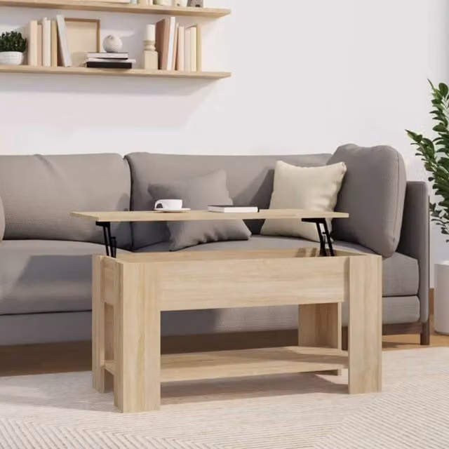 Berkfield Home Modern Sonoma Oak Coffee Table in Brown, W/D/H: 101 x 49 x 52 cm