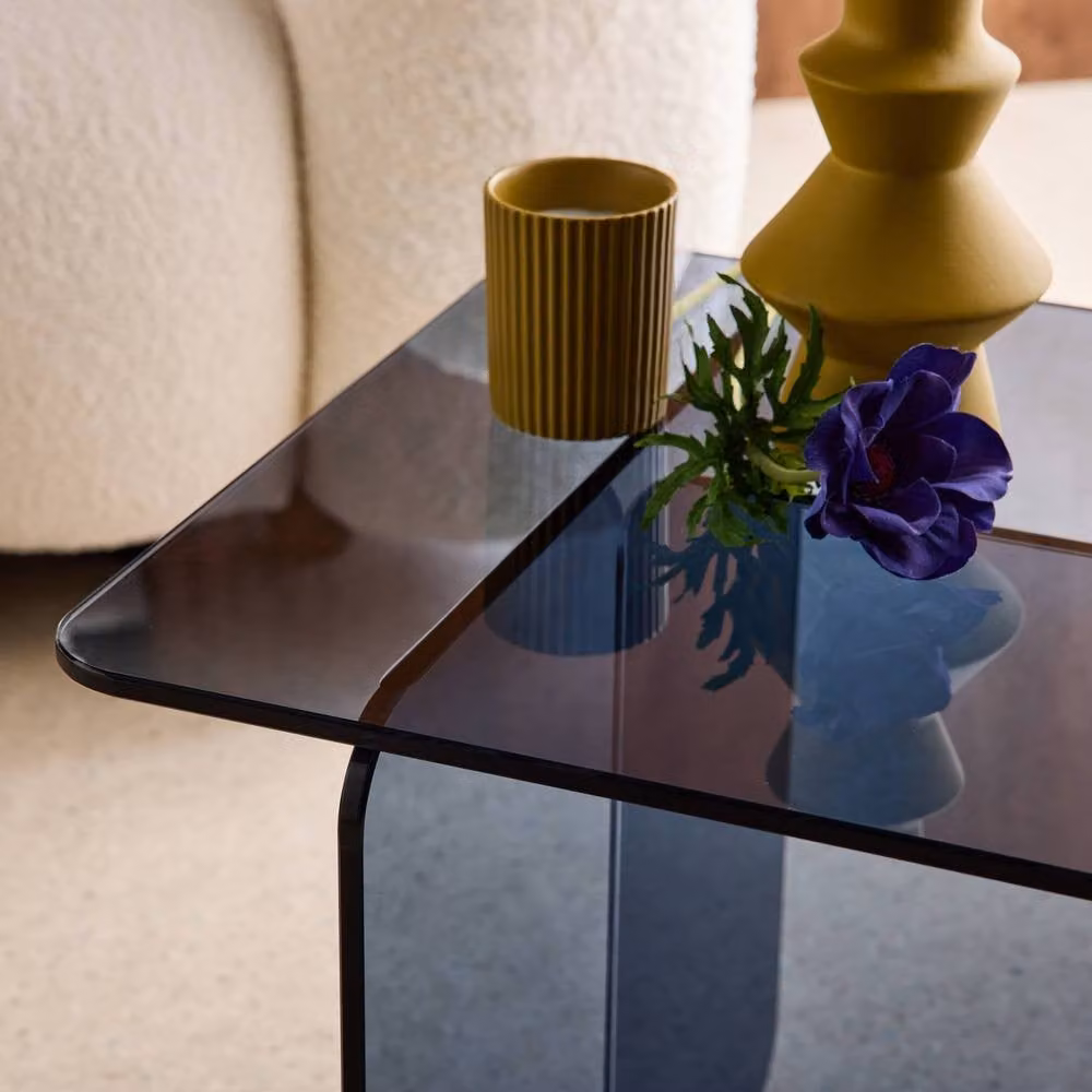 sweeek Square Modern Coffee Table with Grey Tempered Glass, W/D/H: 50 x 50 x 46 cm – 4