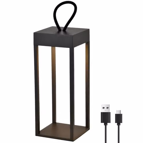Harper Living Rechargeable LED Outdoor Light, Dimmable Warm White IP54 Portable Lamp in Grey