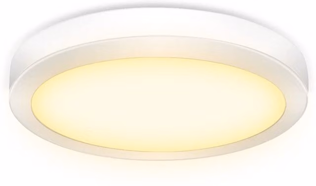 Livingandhome White Round LED Flush Ceiling Light with Warm White Glow