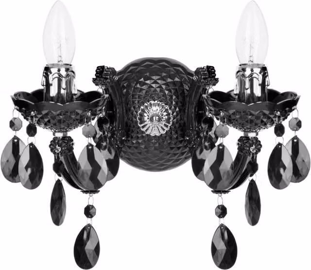 Litecraft Marie Therese 2 Arm Black Wall Light with LEDs and Glass Shade