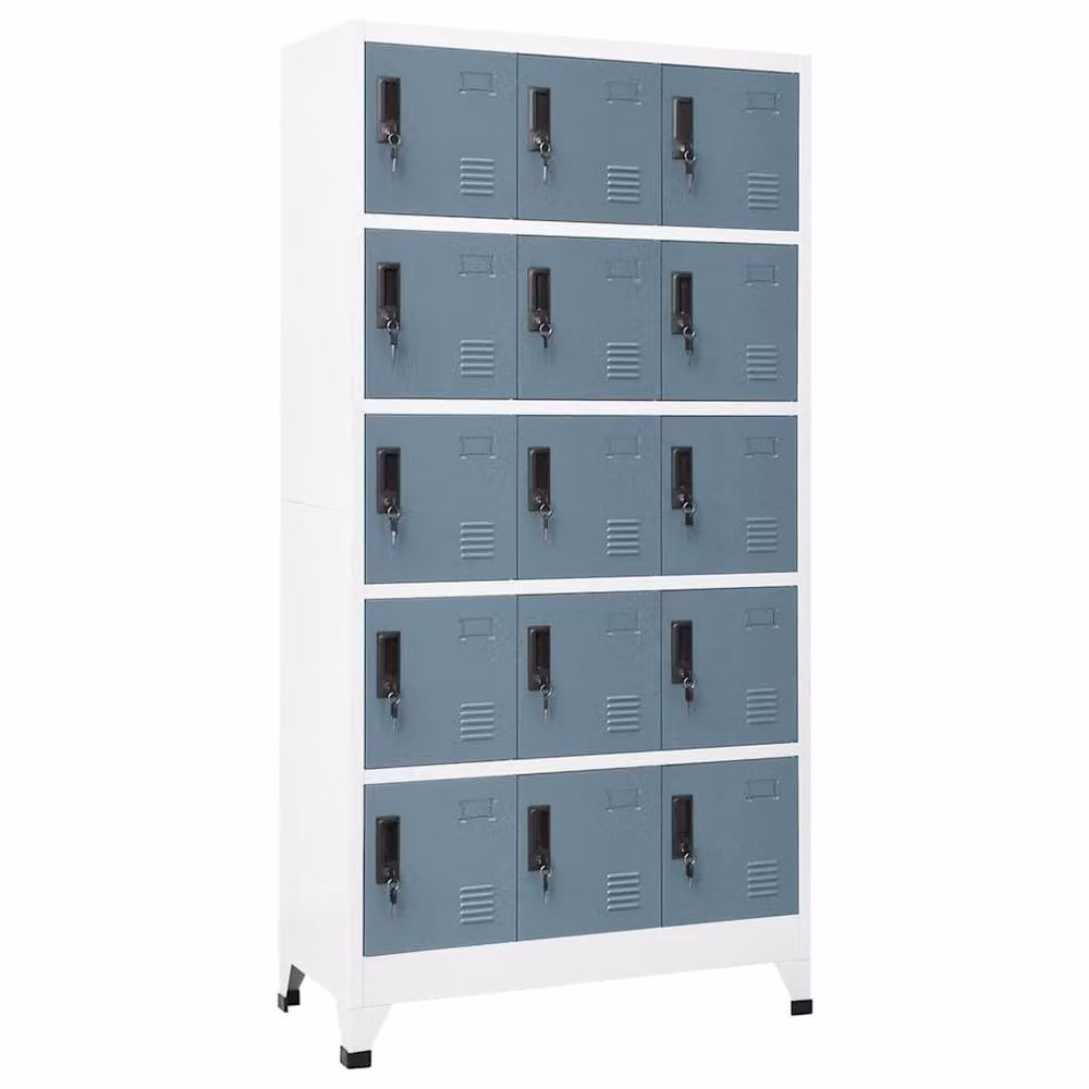 Berkfield Home Steel Locker Cabinet in Light Grey and Dark Grey, W/D/H: 90 x 40 x 180 cm – 2