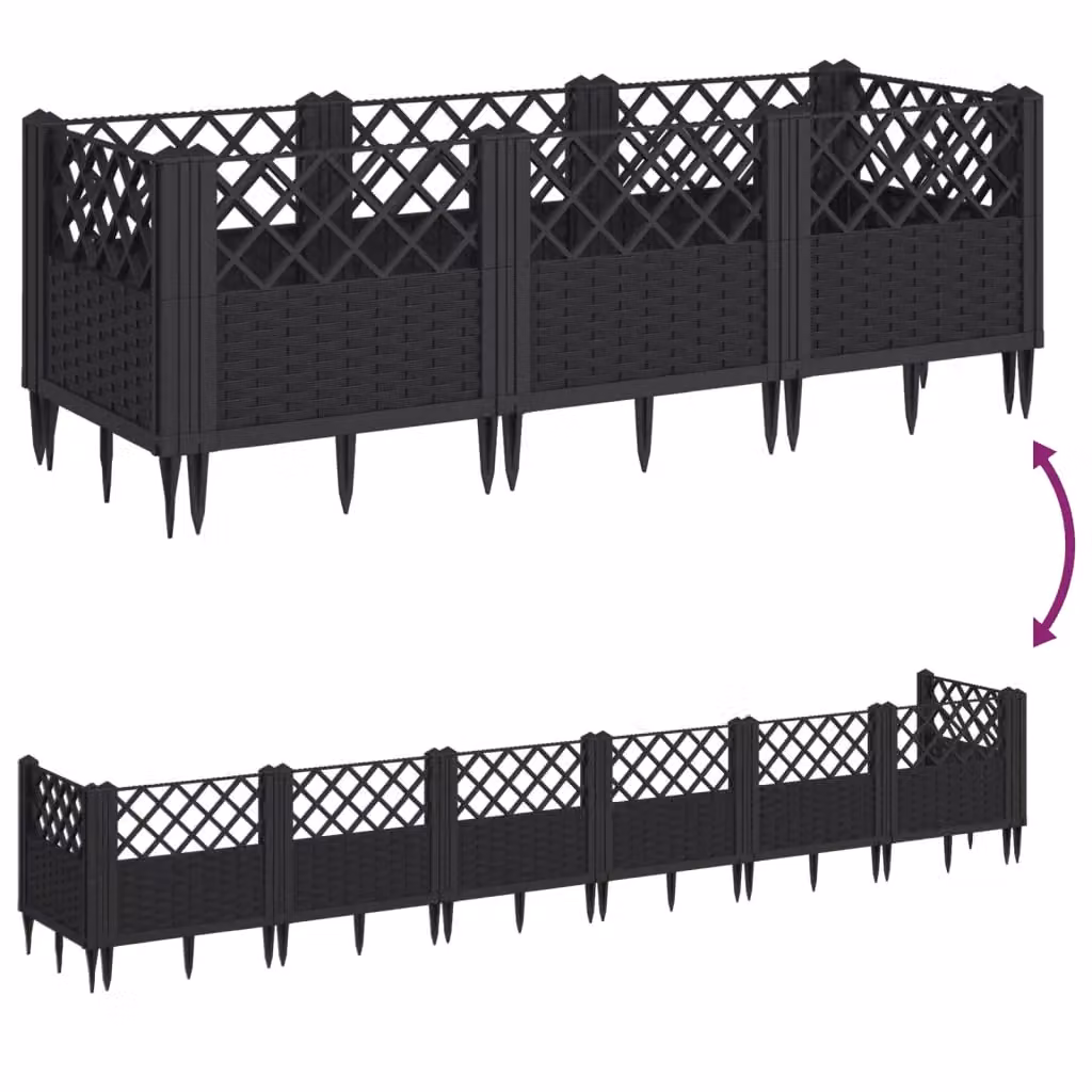 Berkfield Home Garden Raised Bed Planter with Pegs, Black, W: 123.5 cm, D: 43.5 cm, H: 43.5 cm – 4