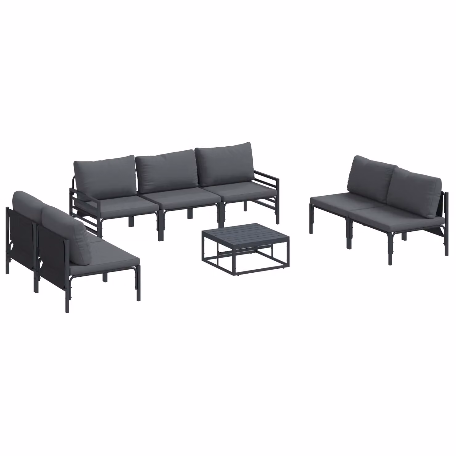 Berkfield Home 8 Piece L-Shape Modern Garden Sofa Set in Anthracite with Powder Coated Steel Frame and Upholstered Cushions – 2