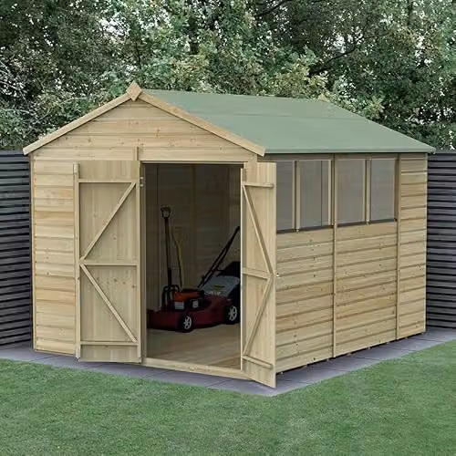 Forest Garden Brown Wooden Apex Gable Shed with 4 Windows and 2 Doors – 2