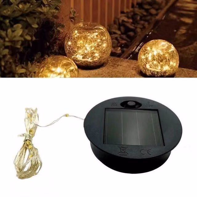 VOGREX Replacement Round LED Light Box, Solar Powered, Warm White, Black – 1