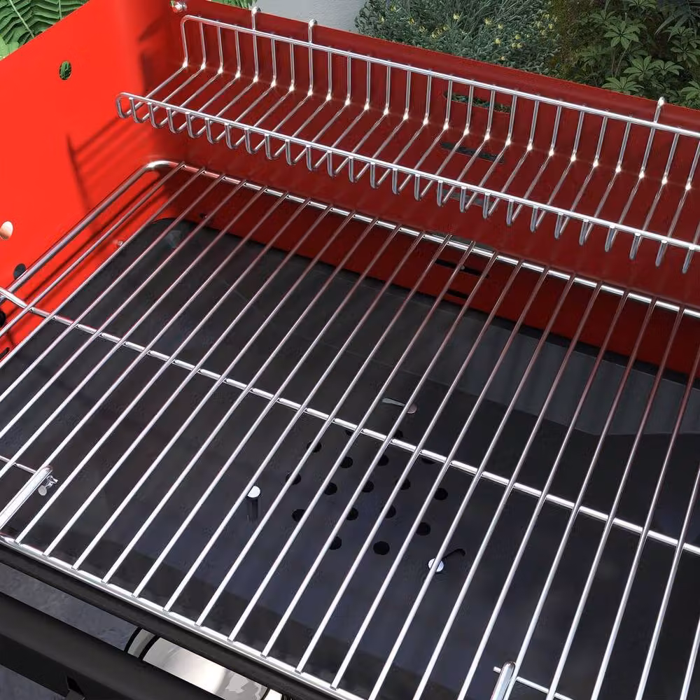 KORVIXA Red Charcoal Barbecue Cart with Adjustable Grill Height W/D/H: 103 x 95 x 47 cm – 5