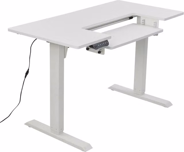 Sewing Online Electric Height Adjustable Sewing Craft Table with Adjustable Machine Platform in White