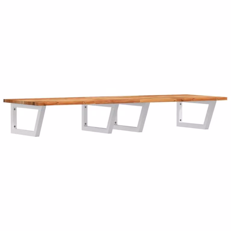 Berkfield Home Elegant Wall Mounted Basin Shelf in Brown Acacia Wood and Steel