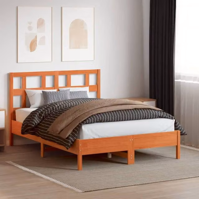 Berkfield Home Wax Brown Solid Wood Pine Headboard, Width: 135 cm – 1