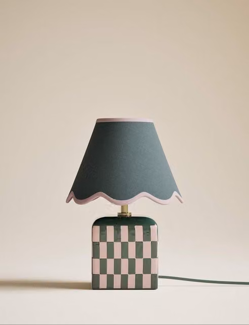 M&S Multicolour Checkerboard Ceramic Table Lamp