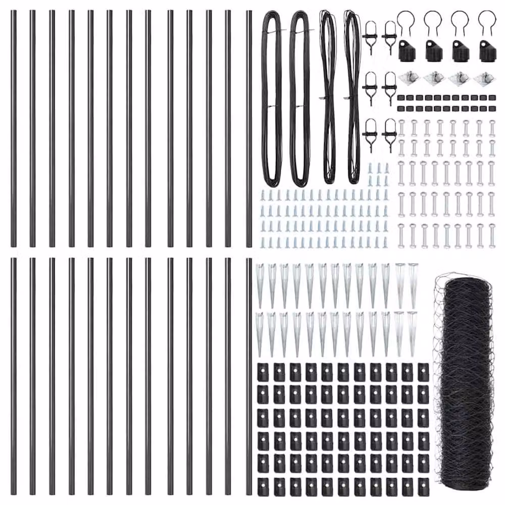 Berkfield Home Grey Steel Hexagon Fence, 1 x 50 m – 2
