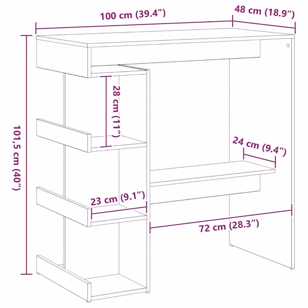 Berkfield Home Black Oak Bar Table with Storage Rack, W/D/H: 100 x 50 x 101.5 cm – 7