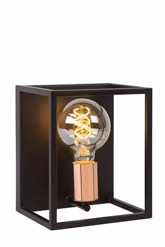 Lucide Arthur Dimmable Modern Wall Light in Black and Copper with E27 Bulb Holder