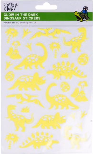 Crafty Club Dino or Space Glow in the Dark Stickers, Yellow