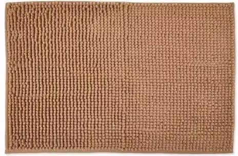 New Edge Blinds Marlow Collection Non-Slip Chenille Bathroom Rug in Brown, W/D: 60 x 45 cm
