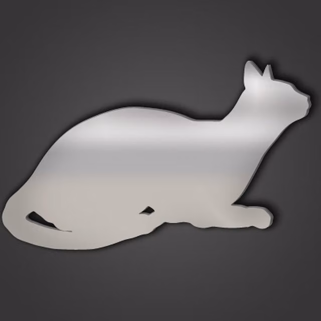 Abyssinian Cat Style 9 Silver Acrylic Pet Mirror, Diameter: 36.7 cm