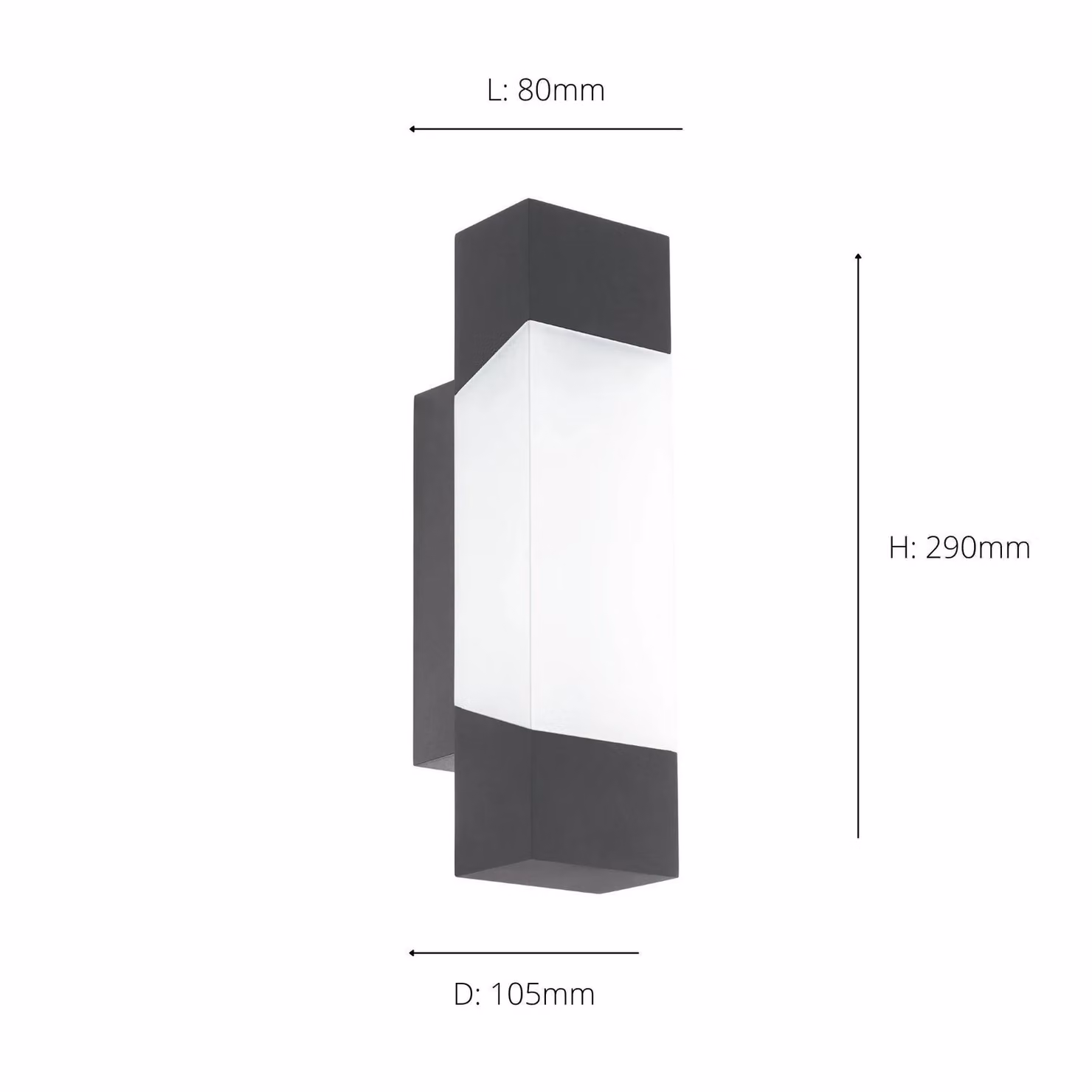 Eglo Gorzano Anthracite LED Outdoor Wall Light, Metal and Plastic, IP44, W/D/H: 29.0 x 10.5 x 10.5 cm – 3