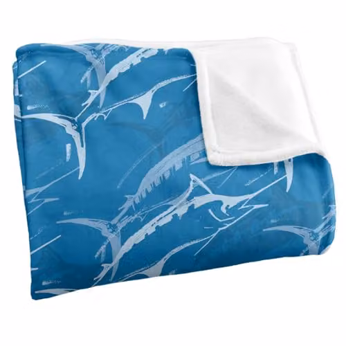 JQ Licensing Marlin Mosaic Fishing Pattern Super Soft Fleece Throw Blanket, Multicolour, W: 91 cm, L: 147 cm – 2