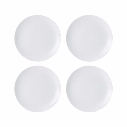 Mikasa Chalk Porcelain Side Plate Set, 4 Pieces, White, Diameter: 21 cm – 1