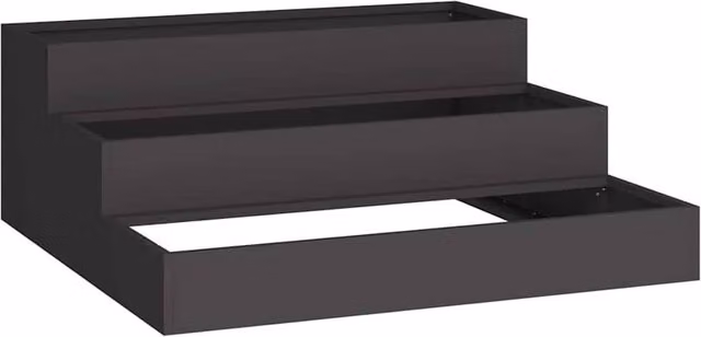 Berkfield Home 3-Tier Steel Garden Planter Tub in Black, W/D/H: 90 x 90 x 35 cm