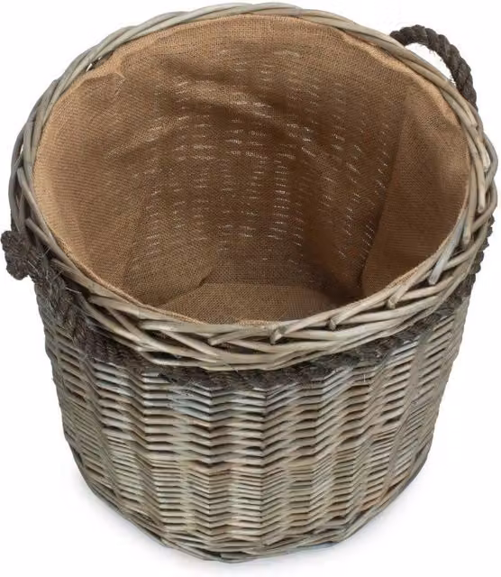 Red Hamper Small Antique Wash Round Storage Log Basket in Light Brown, W: 40.0 cm, D: 40.0 cm, H: 38.0 cm – 1