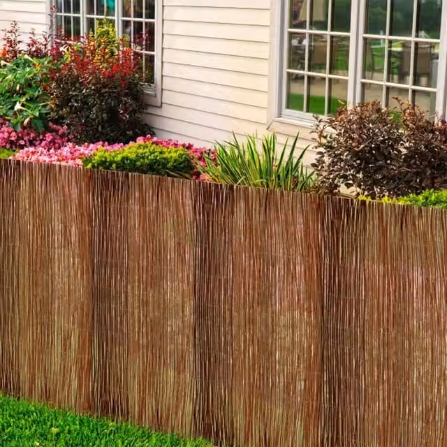 Berkfield Home Willow Woven Wood Fence Mat in Brown, H: 180 cm, W: 500 cm