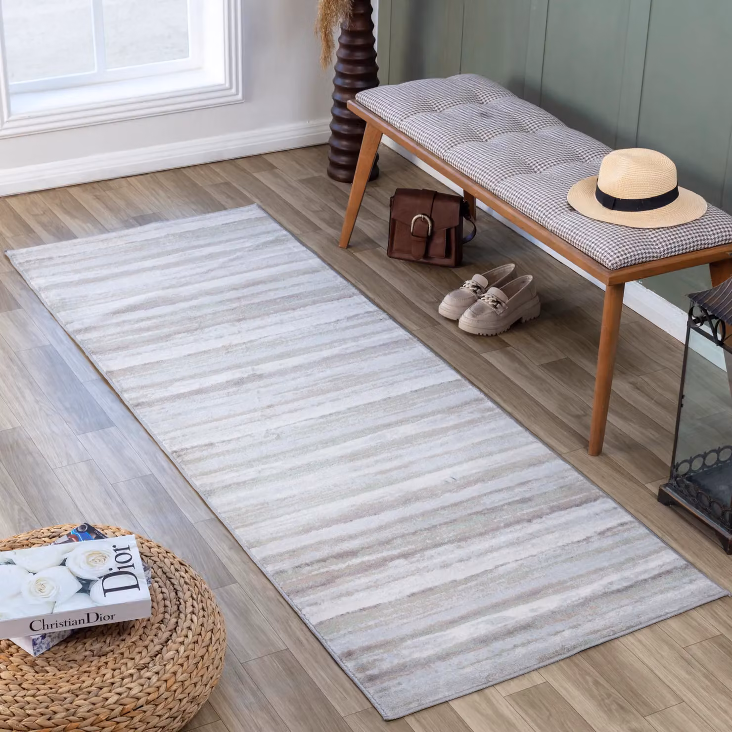 Livabliss Roma Modern Abstract Rug in Brown, Grey and Green, W: 160 cm, D: 215 cm – 2