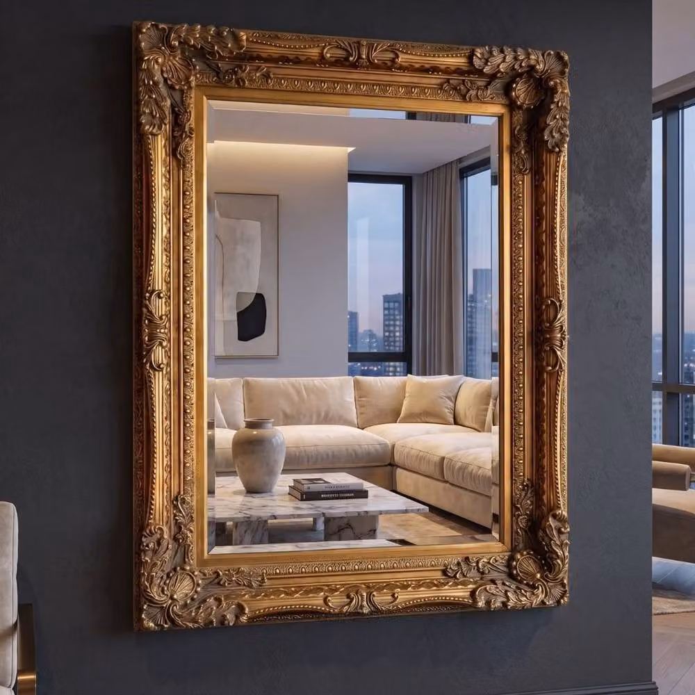 HOME LUXE INTERIOR Antique Gold Ornate Baroque Wall Mirror, W: 60 cm, H: 90 cm – 3
