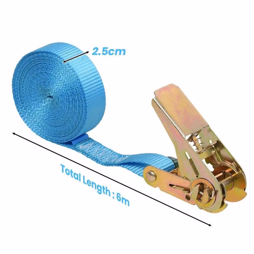 NESTLUNE 10-Piece Blue Ratchet Tie Down Straps, 25mm Width, 6m Length, 800kg Capacity – 2